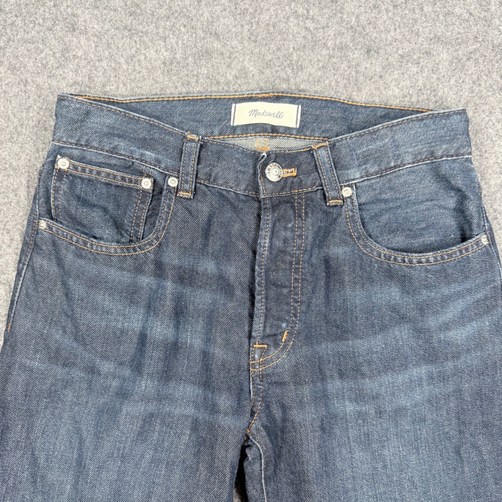 Madewell The Dean Easy Straight Jean Dark Indigo Wash Button Fly Size 24 - Picture 11 of 14